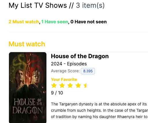 Keep track of the episodes you've seen.