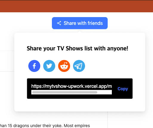Share your tv shows list.